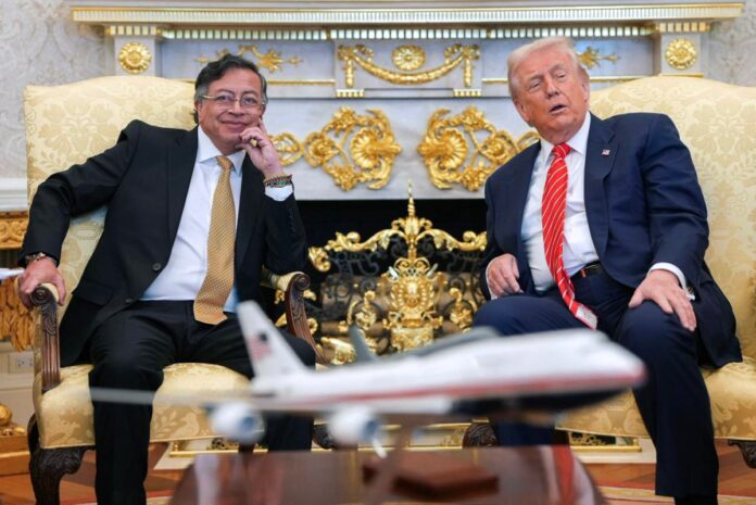 Os presidentes de Colômbia, Gustavo Petro, e Estados Unidos, Donald Trump