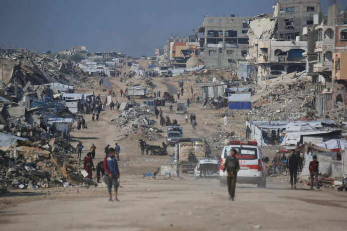 Território de Gaza foi completamente devastado pela agressão militar israelense.
