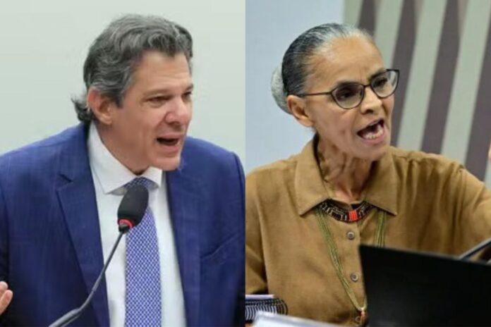 Ex-ministros Fernando Haddad, da Fazenda, e Marina Silva, do Meio Ambiente